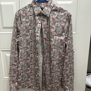 Express Pink and Gray Floral Dress Shirt